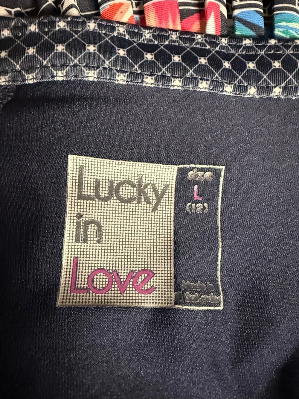 Tennis Lucky in Love Navy L Multicolor Tiered Pleated Mini Skort